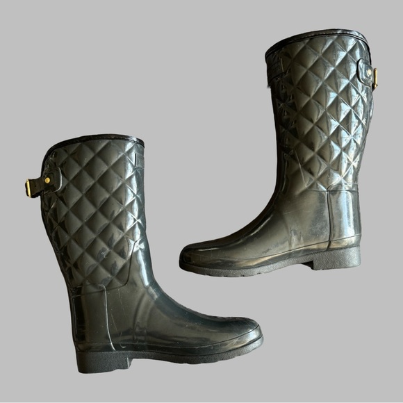 Hunter Shoes - HUNTER Women’s Adjustable Quilted Refined Slim Fit Short Rain Boots